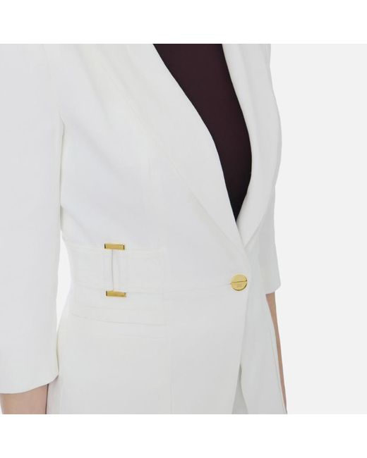 Elisabetta Franchi White Structured Single-Breasted Blazer