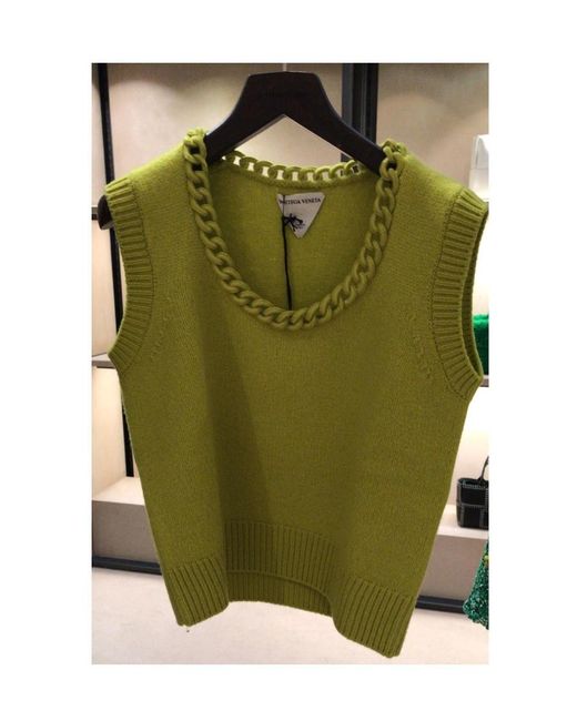 Bottega Veneta Yellow Crochet Chain Detailed Ribbed Vest