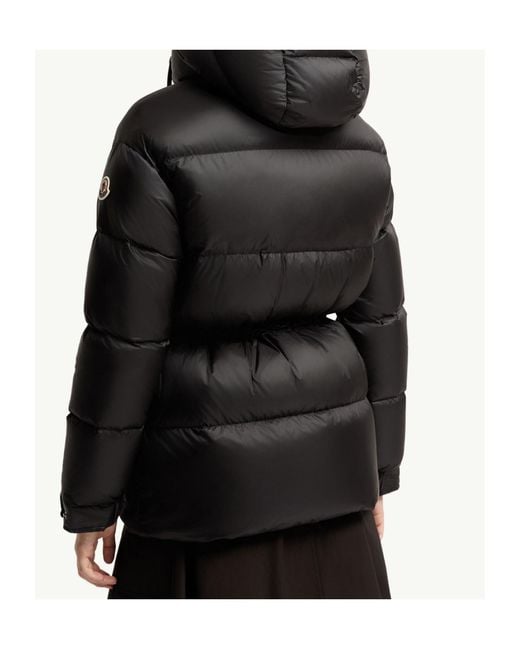 Moncler Black Sesie Hooded Mid-Length Down Jacket