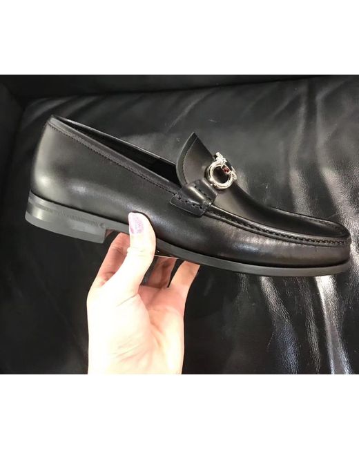 Ferragamo Black Ferragamo Gancini-Plaque Slip-On Loafers for men