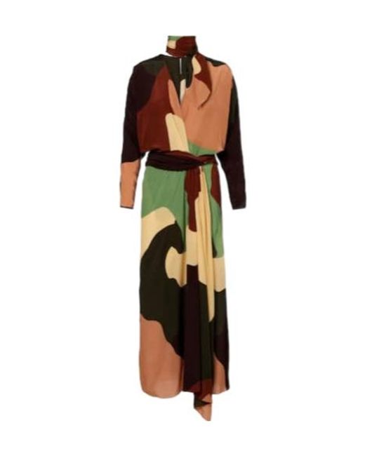 Johanna Ortiz Multicolor Printed Scarf-Detail Silk Maxi Dress
