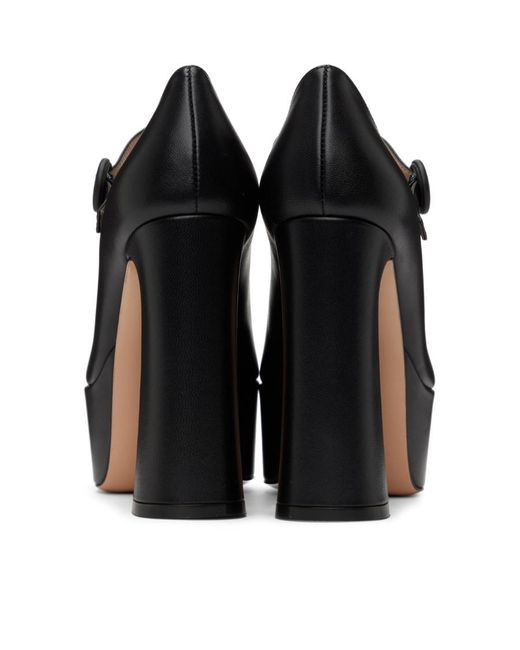 Gianvito Rossi Black Mary Jane 130Mm Leather Platform Pumps