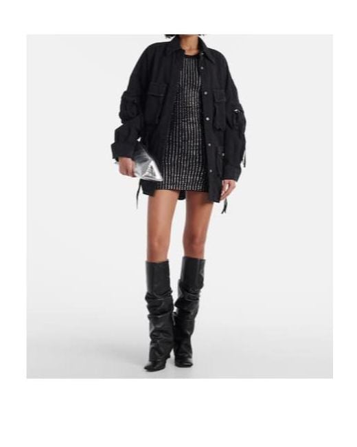 The Attico Black Embellished Cotton Minidress