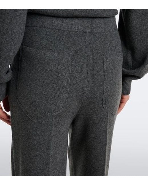 Victoria Beckham Gray Wool And Cashmere Wide-Leg Pants