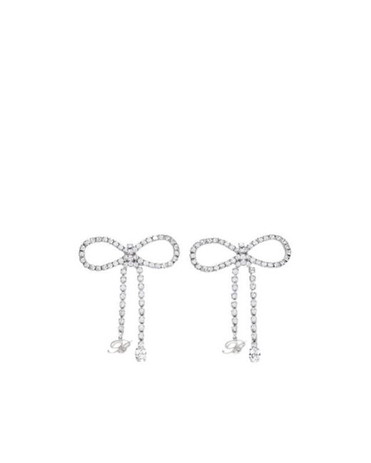 Blumarine White Embellished Bow Earrings