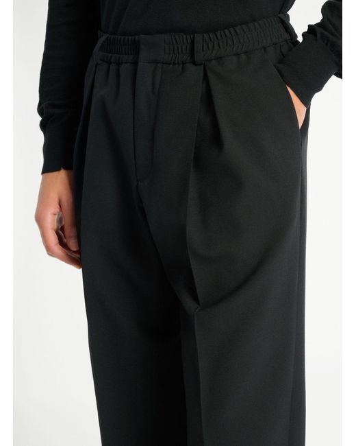 Balmain Black Wool Trousers With Elasticated Waist for men