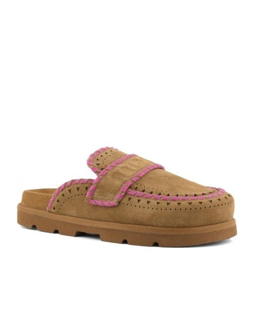 Mou Brown Low Bio Sabot Leather Stitching