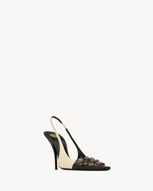 Saint Laurent Metallic Iceland Slingback Pumps