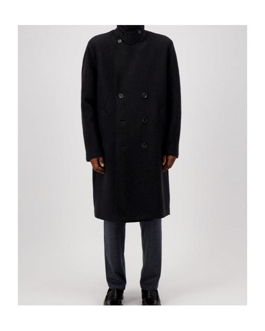 Harris Wharf London Black Double-Breasted Wool Coat for men