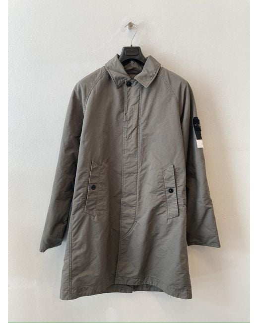 Stone Island Gray Buttoned Coat for men