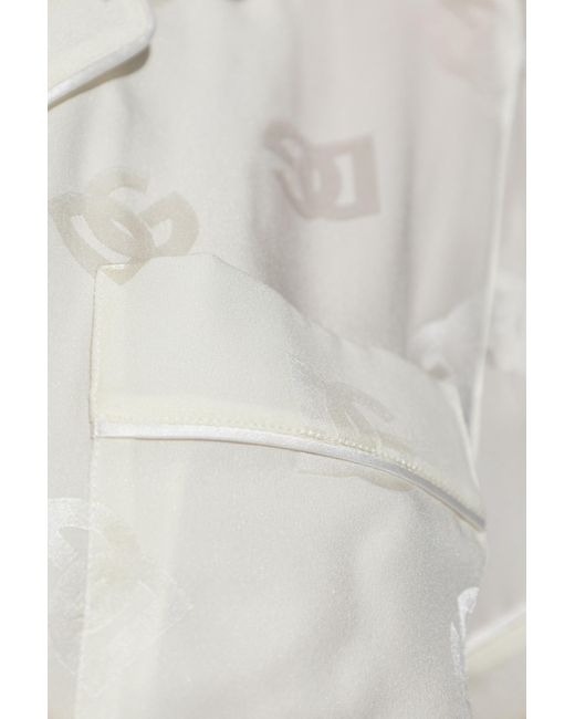 Dolce & Gabbana White All-Over Dg Logo Jacquard Satin Shirt