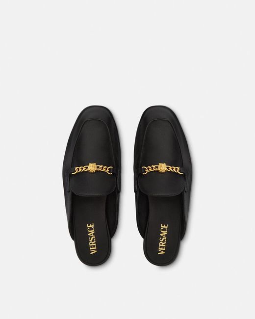 Versace Black Medusa Round-Toe Slippers