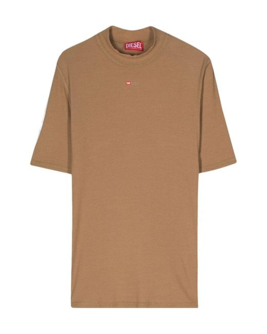 DIESEL Brown Logo-Embroidered T-Shirt