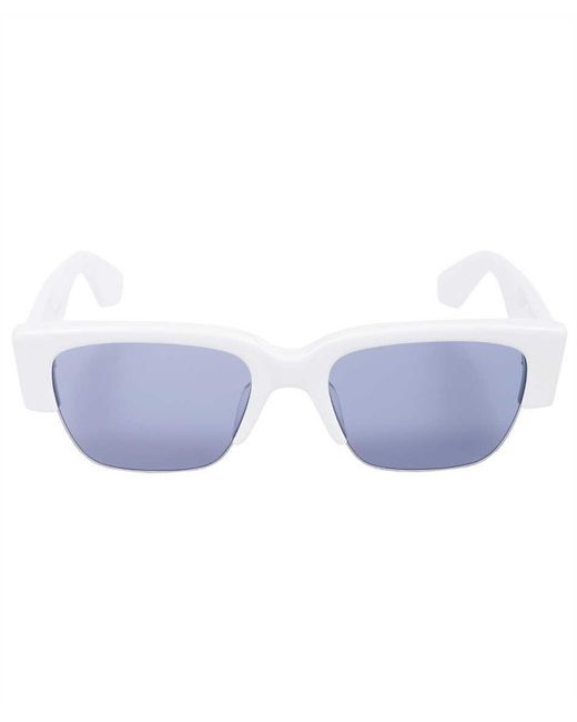 McQueen White Logo-Print Square-Frame Sunglasses for men