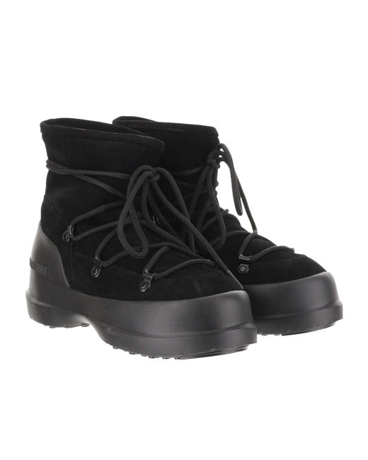 Moon Boot Black Luna Logo Embossed Boots