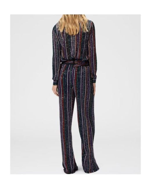 Missoni Blue Herringbone-Striped Sequin-Embellished Trousers