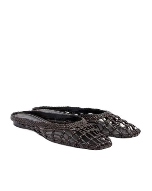 Staud Black Otto Woven Leather Mules