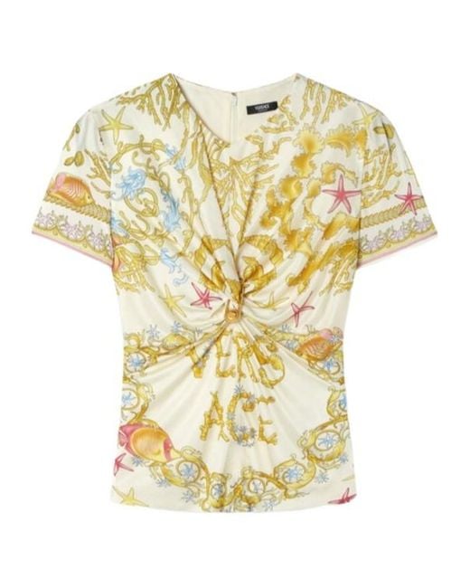 Versace Metallic Safety Pin Detailed Crewneck Top