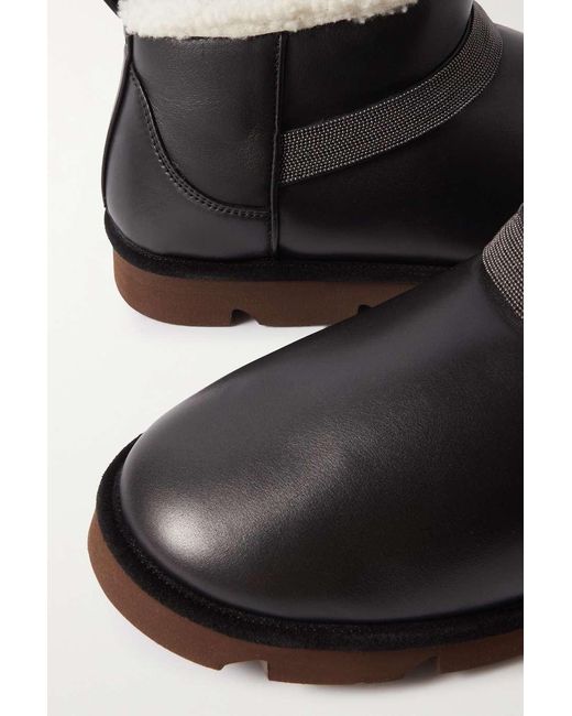 Brunello Cucinelli Black Leather Short Boots