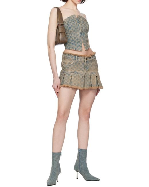 M I S B H V Black Monogram-Jacquard Denim Miniskirt