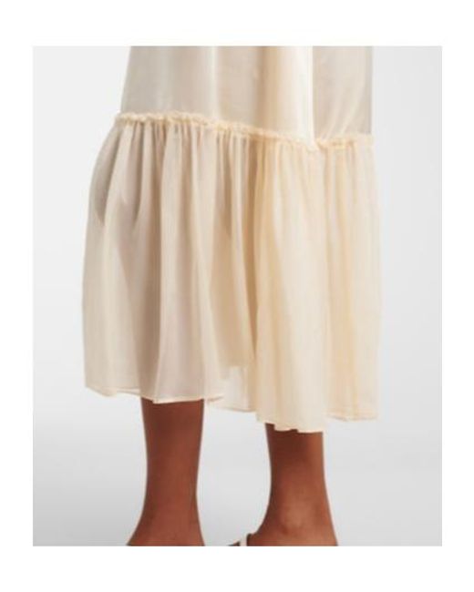 Ulla Johnson Natural Marielle Ruched Silk Midi Dress