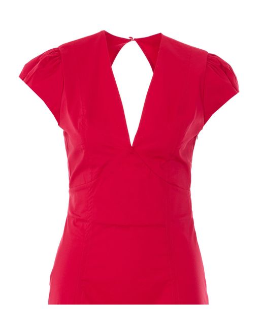 Twinset Red V-Neck Long Dress