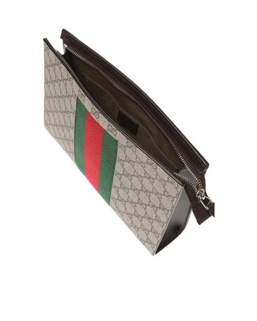 Gucci Multicolor Logo Striped Web Clutch for men