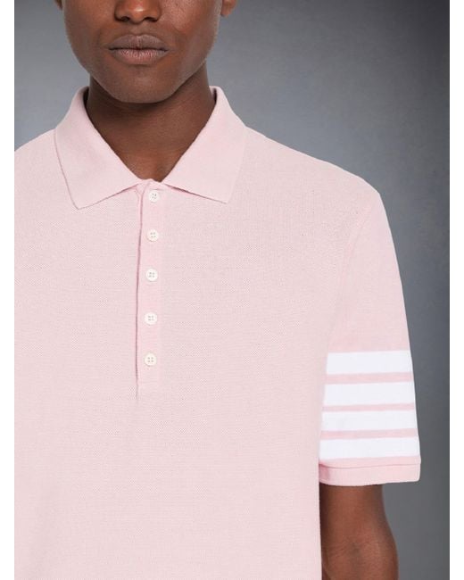 Thom Browne Pink Hector 4-Bar Short-Sleeve Polo Shirt for men
