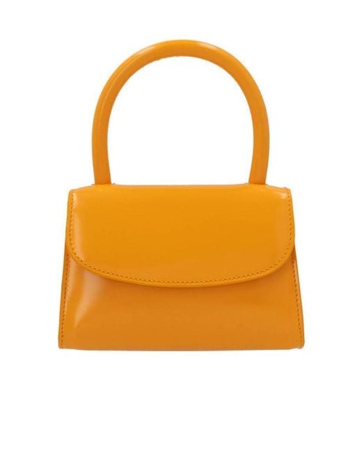 By Far Orange Mini Rounded Top-Handle Tote Bag