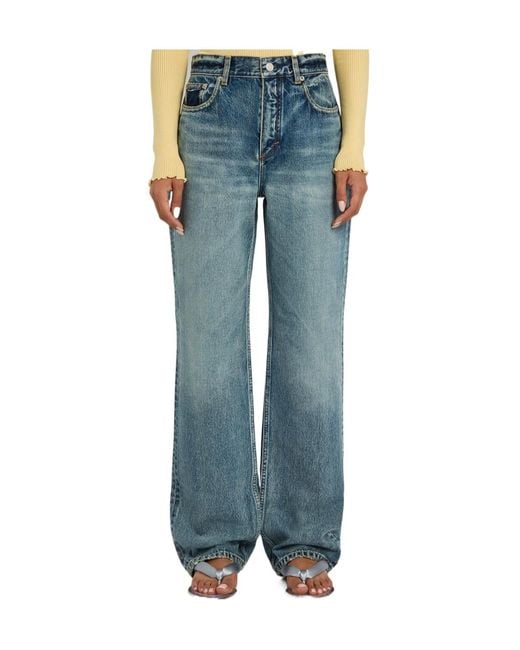 Alaïa Blue Distressed Straight-Leg Jeans