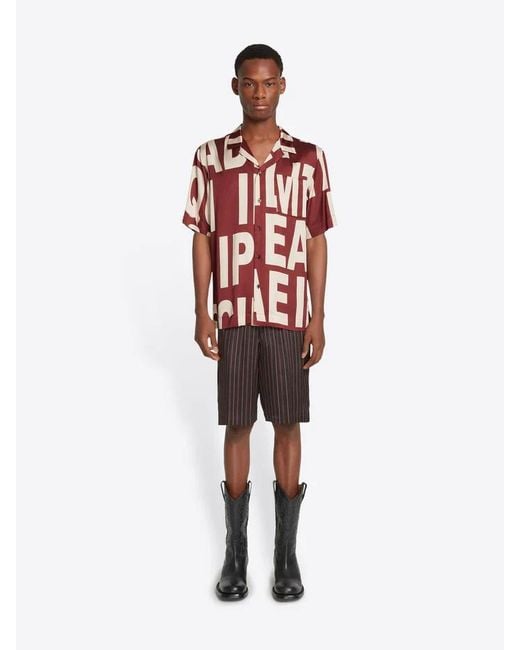 Dries Van Noten Red Logo Printed Buttoned Shirt for men