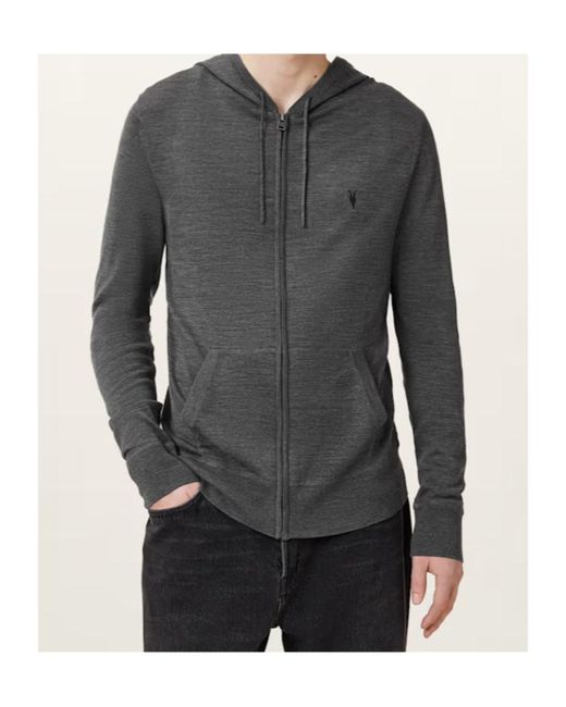 AllSaints Gray Mode Zip-Up Hoodie for men