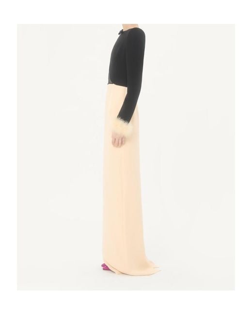 Valentino Black Cady Couture Long Dress With Feathers