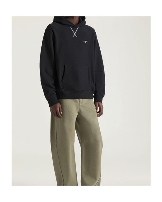 Givenchy Black Paris Signature Embroidered Hoodie for men