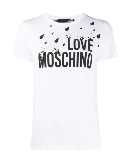Moschino White T-Shirt With Round Neck And Short Sleeves