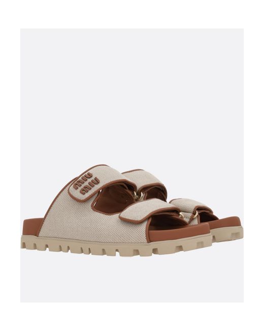 Miu Miu Brown Two-Toned Slip-On Sandals