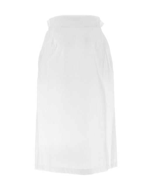 Fabiana Filippi White Gathered Waist Drawstring Midi Skirt