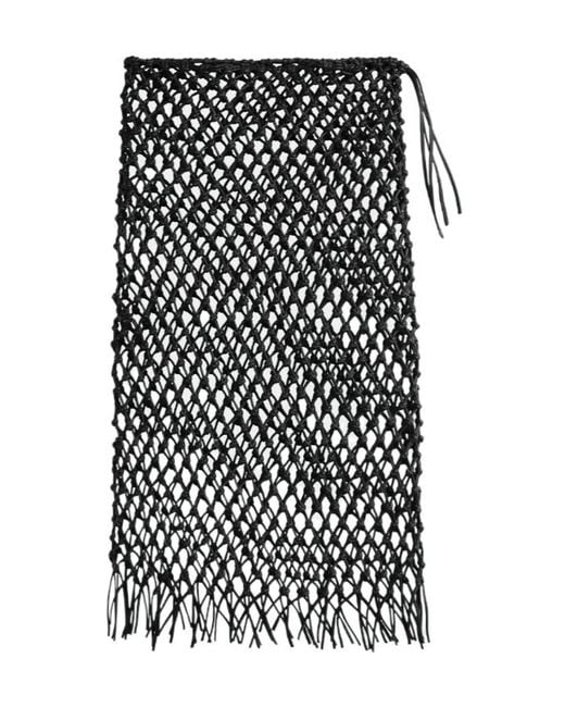 Frankie Shop Black Fringed Skirt