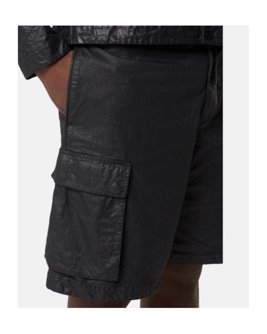 Stone Island Black Logo Patch Cargo Shorts for men