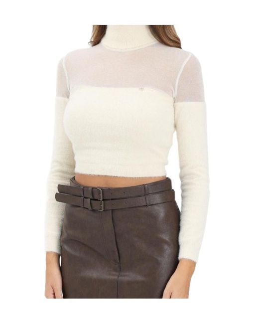 Elisabetta Franchi Multicolor Jewel Logo Turtleneck Top