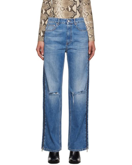 Stella McCartney Blue Logo Patch Straight Leg Jeans
