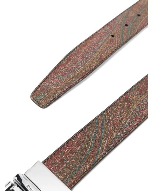 Etro White Paisley Pattern Belt for men