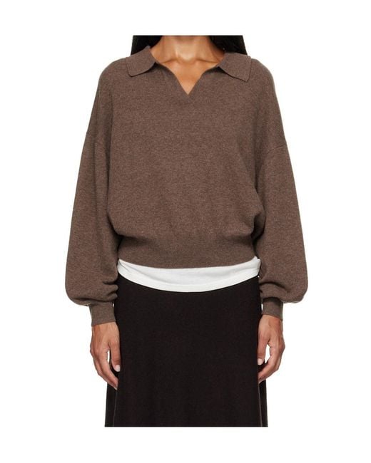 Lisa Yang Green Katriel Collared Knitted Sweater
