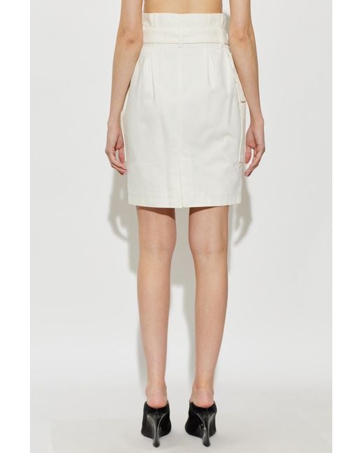 Balmain White Belted Cargo Skirt