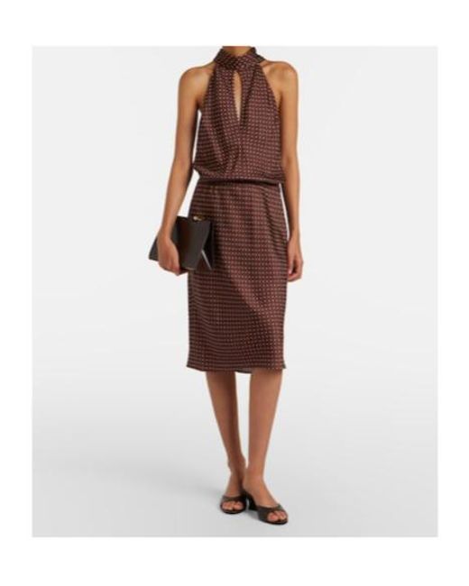 Posse Purple Phoebe Polka-Dot Halterneck Midi Dress