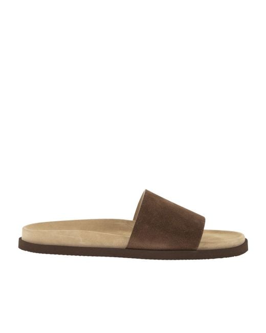 Brunello Cucinelli Brown Slip-On Sandals for men