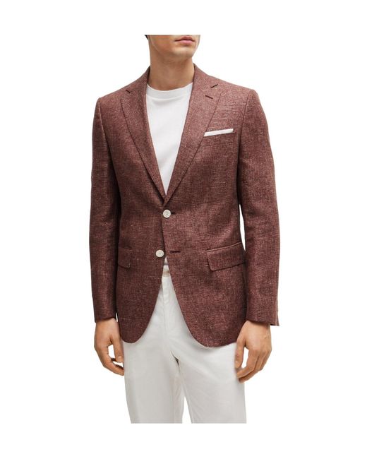 Boss Brown Single-Breasted Blazer for men