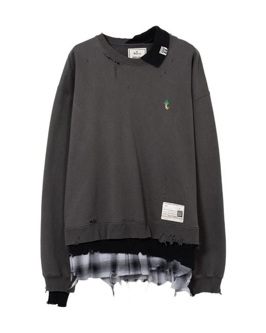 Maison Mihara Yasuhiro Black Layered Embroidery Sweatshirt for men