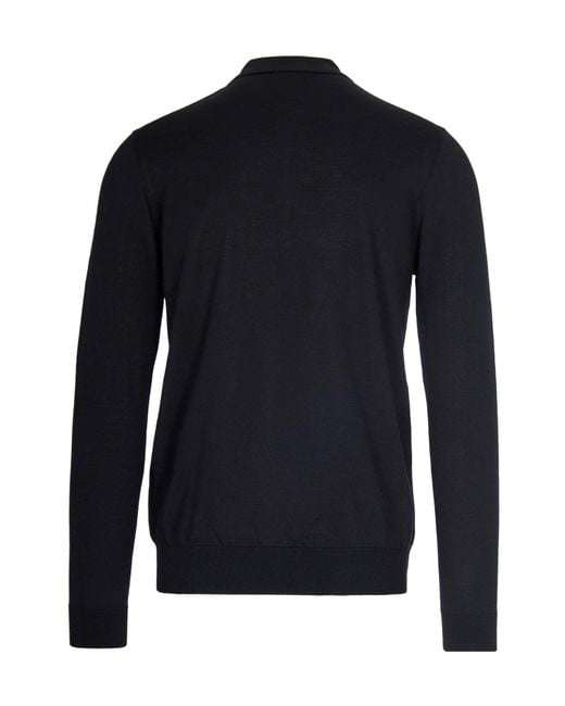 Paolo Pecora Blue V-Neck Long-Sleeved Sweater for men