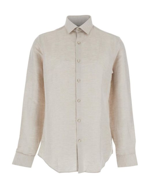 Calvin Klein White Slim Fit Linen Shirt for men